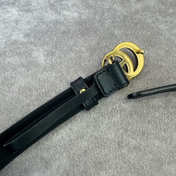 Authentic Gucci Black Leather Slim GG Marmont Belt 409417 70/28 - Picture 8 of 11
